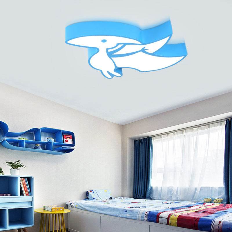 Cartoon Dinosaur Flushmount Ceiling Lamp Metal Kids Room LED Flush-Mount Light Fixture Light Blue Clearhalo 'Ceiling Lights' 'Close To Ceiling Lights' 'Close to ceiling' 'Flush mount' Lighting' 2463226