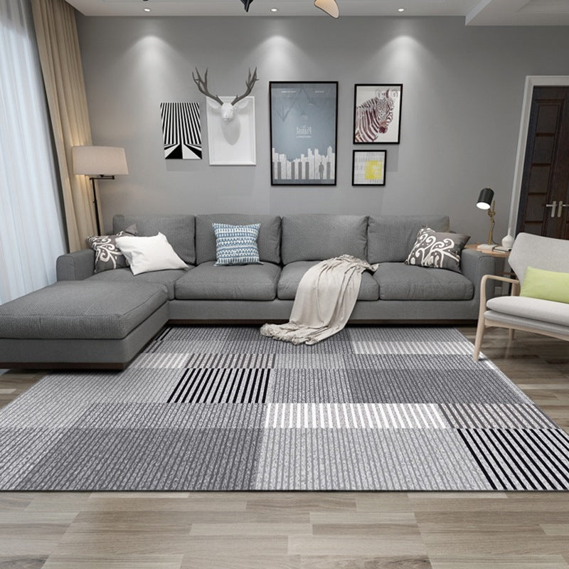 Multicolored Relaxing Rug Polypropylene Geo Printed Indoor Rug Anti-Slip Backing Stain-Resistant Area Carpet for Parlor Silver Gray Clearhalo 'Area Rug' 'Modern' 'Rugs' Rug' 2463384