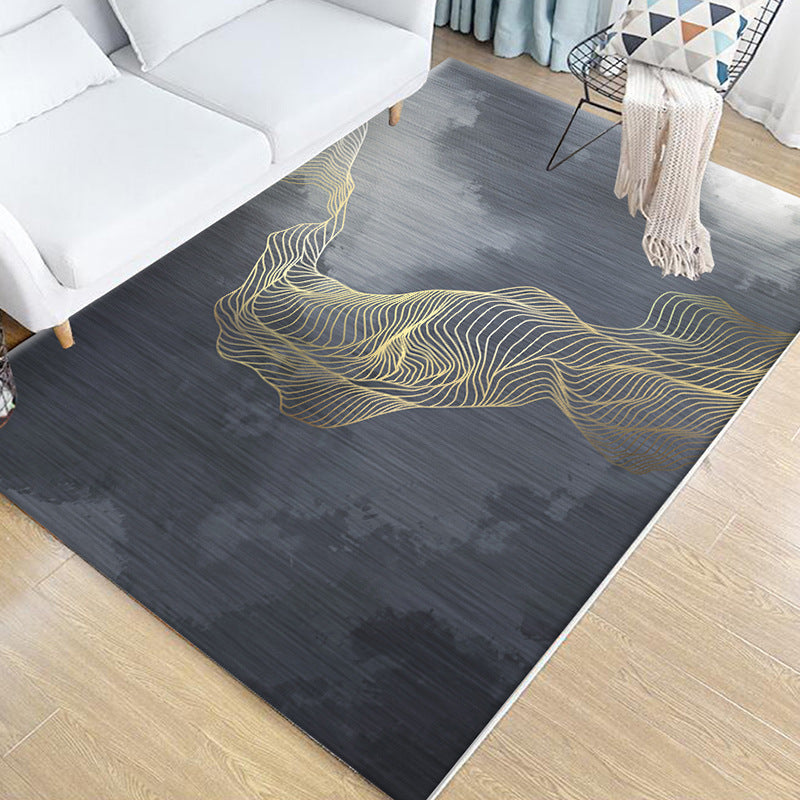 Multi Colored Bedroom Rug Novelty Geo Printed Indoor Rug Polypropylene Anti-Slip Pet Friendly Area Carpet Dark Gray Clearhalo 'Area Rug' 'Modern' 'Rugs' Rug' 2463429