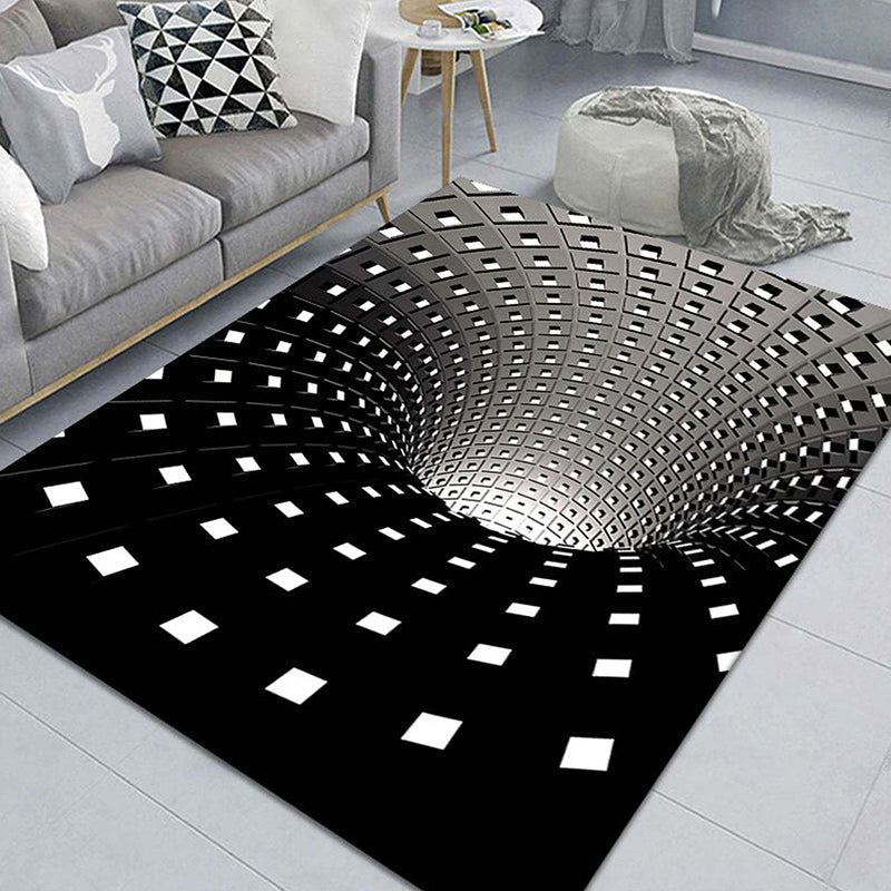 Minimalist Living Room Rug Multi Color 3D Printed Rug Synthetics Anti-Slip Backing Easy Care Area Carpet Black Clearhalo 'Area Rug' 'Rug' 2463855