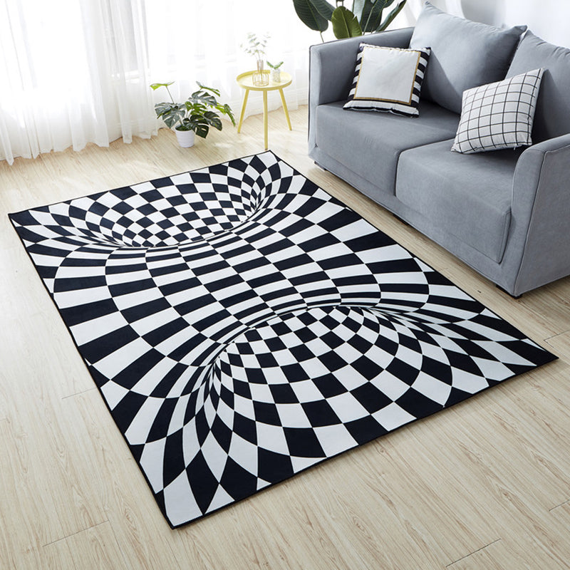Minimalist Living Room Rug Multi Color 3D Printed Rug Synthetics Anti-Slip Backing Easy Care Area Carpet White Clearhalo 'Area Rug' 'Rug' 2463857