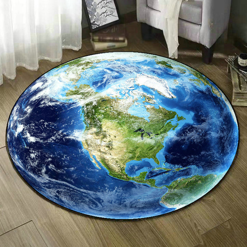 Scandinavian 3D Earth Pattern Rug Multi Color Polyster Area Carpet Anti-Slip Backing Pet Friendly Easy Care Indoor Rug for Room Sky Blue Clearhalo 'Area Rug' 'Rug' 2463888