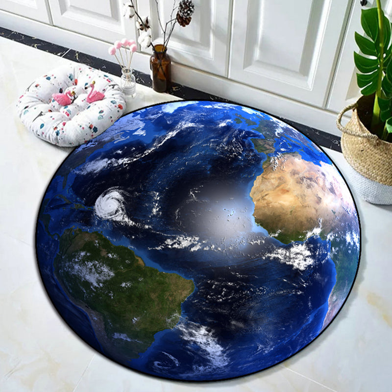 Scandinavian 3D Earth Pattern Rug Multi Color Polyster Area Carpet Anti-Slip Backing Pet Friendly Easy Care Indoor Rug for Room Dark Blue Clearhalo 'Area Rug' 'Rug' 2463891