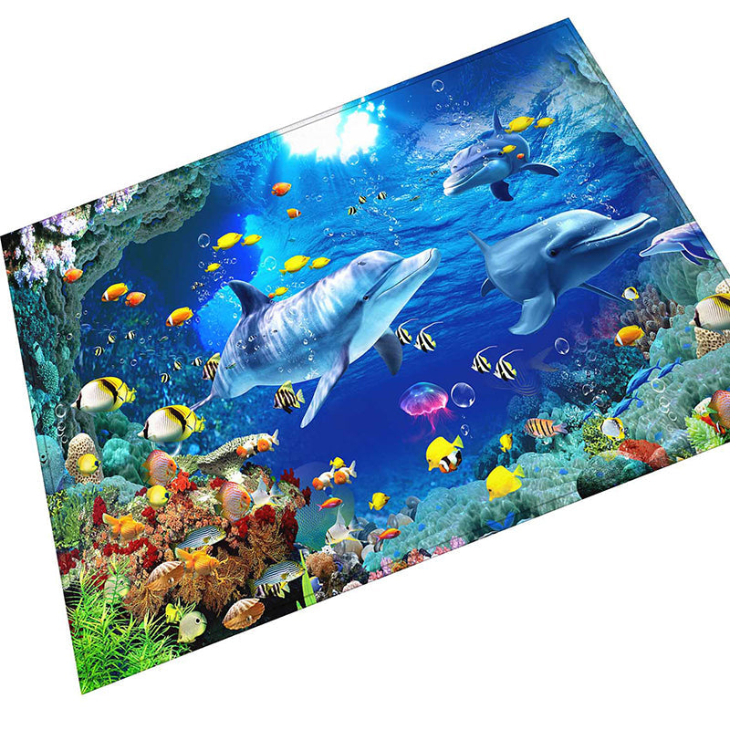 Multi Color Natural Rug Polypropylene Animal Printed Area Carpet Non-Slip Backing Stain-Resistant Indoor Rug for Living Room Dark Blue Clearhalo 'Area Rug' 'Rug' 2463904