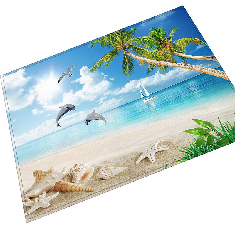 Multi Color Natural Rug Polypropylene Animal Printed Area Carpet Non-Slip Backing Stain-Resistant Indoor Rug for Living Room Sky Blue Clearhalo 'Area Rug' 'Rug' 2463906