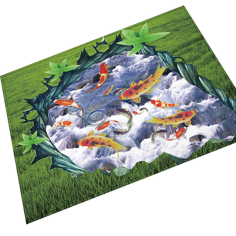 Multi Color Natural Rug Polypropylene Animal Printed Area Carpet Non-Slip Backing Stain-Resistant Indoor Rug for Living Room Olive Green Clearhalo 'Area Rug' 'Rug' 2463909