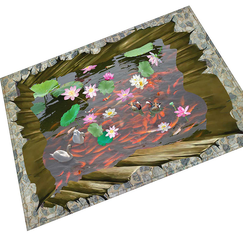 Multi Color Natural Rug Polypropylene Animal Printed Area Carpet Non-Slip Backing Stain-Resistant Indoor Rug for Living Room Brown Clearhalo 'Area Rug' 'Rug' 2463911