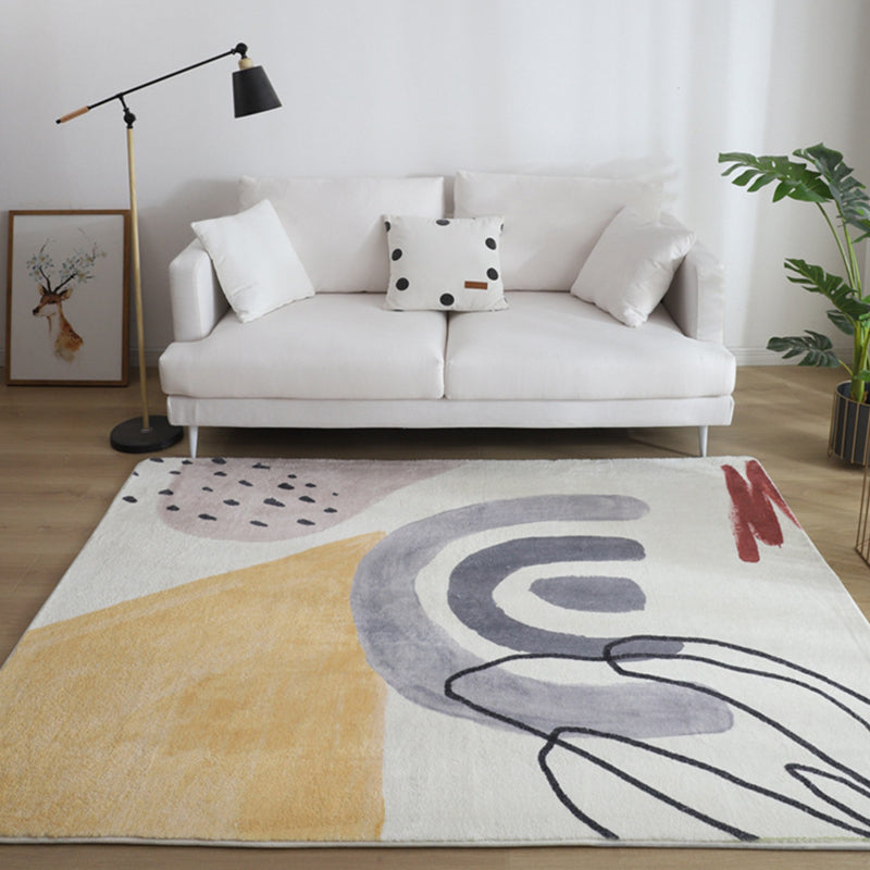 Multi Color Living Room Rug Western Hand Printed Area Carpet Synthetics Non-Slip Backing Pet Friendly Indoor Rug Gray-Yellow Clearhalo 'Area Rug' 'Rug' 2463954