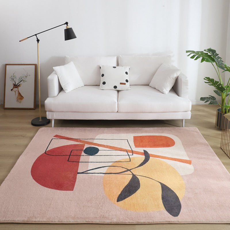 Multi Color Living Room Rug Western Hand Printed Area Carpet Synthetics Non-Slip Backing Pet Friendly Indoor Rug Pink Clearhalo 'Area Rug' 'Rug' 2463959