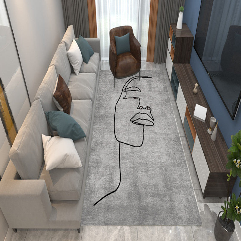 Multi Color Living Room Rug Comfort Hand Printed Area Carpet Polyster Pet Friendly Easy Care Area Rug Grey Clearhalo 'Area Rug' 'Rug' 2463985