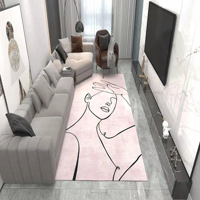 Multi Color Living Room Rug Comfort Hand Printed Area Carpet Polyster Pet Friendly Easy Care Area Rug Pink Clearhalo 'Area Rug' 'Rug' 2463987