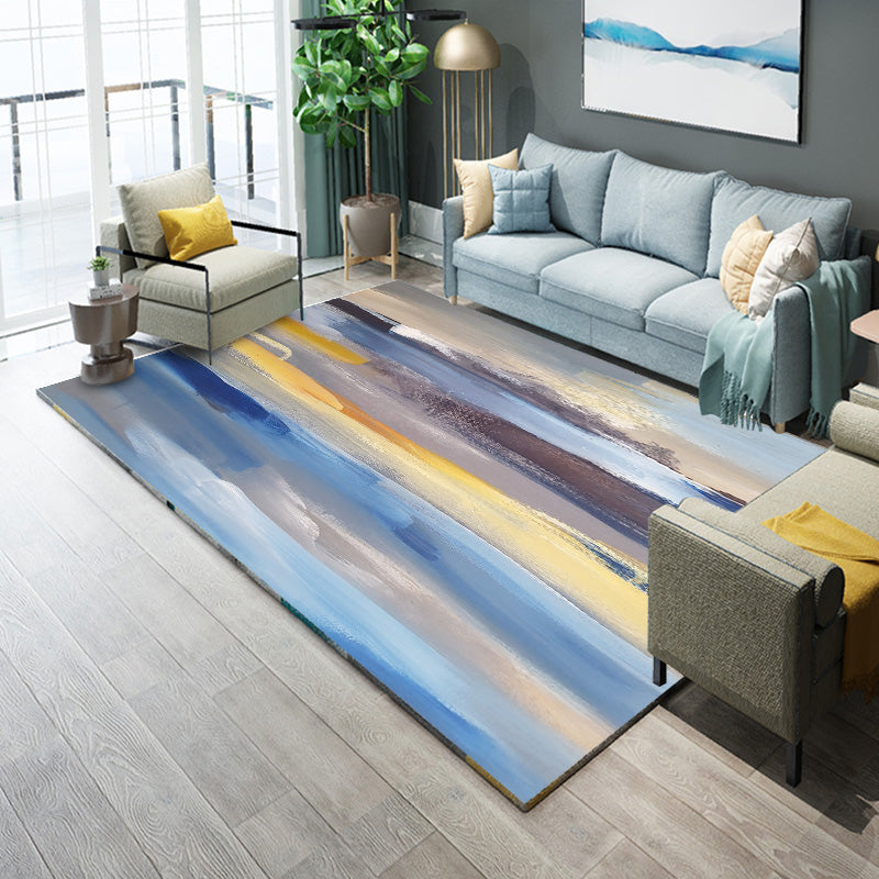 Industrial Living Room Rug Multi Colored Abstract Printed Indoor Rug Synthetics Non-Slip Backing Easy Care Area Carpet Light Blue-Yellow Clearhalo 'Area Rug' 'Rug' 2464106
