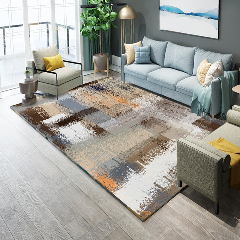 Industrial Living Room Rug Multi Colored Abstract Printed Indoor Rug Synthetics Non-Slip Backing Easy Care Area Carpet Light Brown Clearhalo 'Area Rug' 'Rug' 2464107