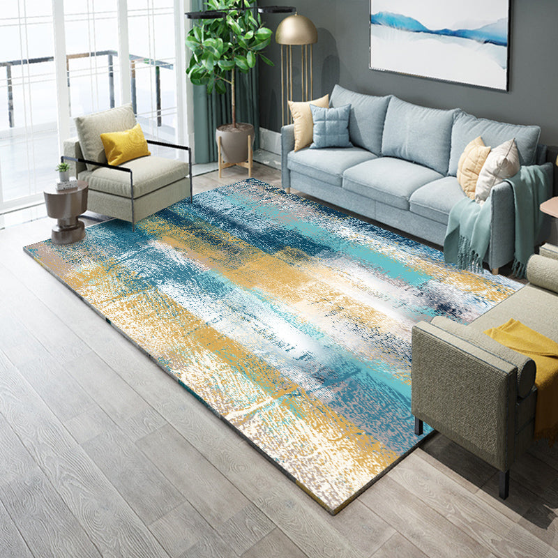 Industrial Living Room Rug Multi Colored Abstract Printed Indoor Rug Synthetics Non-Slip Backing Easy Care Area Carpet Blue Clearhalo 'Area Rug' 'Rug' 2464109