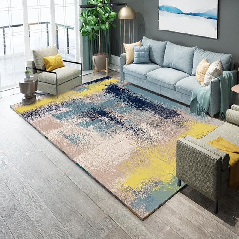 Industrial Living Room Rug Multi Colored Abstract Printed Indoor Rug Synthetics Non-Slip Backing Easy Care Area Carpet Yellow Clearhalo 'Area Rug' 'Rug' 2464112