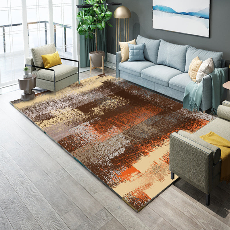 Industrial Living Room Rug Multi Colored Abstract Printed Indoor Rug Synthetics Non-Slip Backing Easy Care Area Carpet Brown Clearhalo 'Area Rug' 'Rug' 2464113