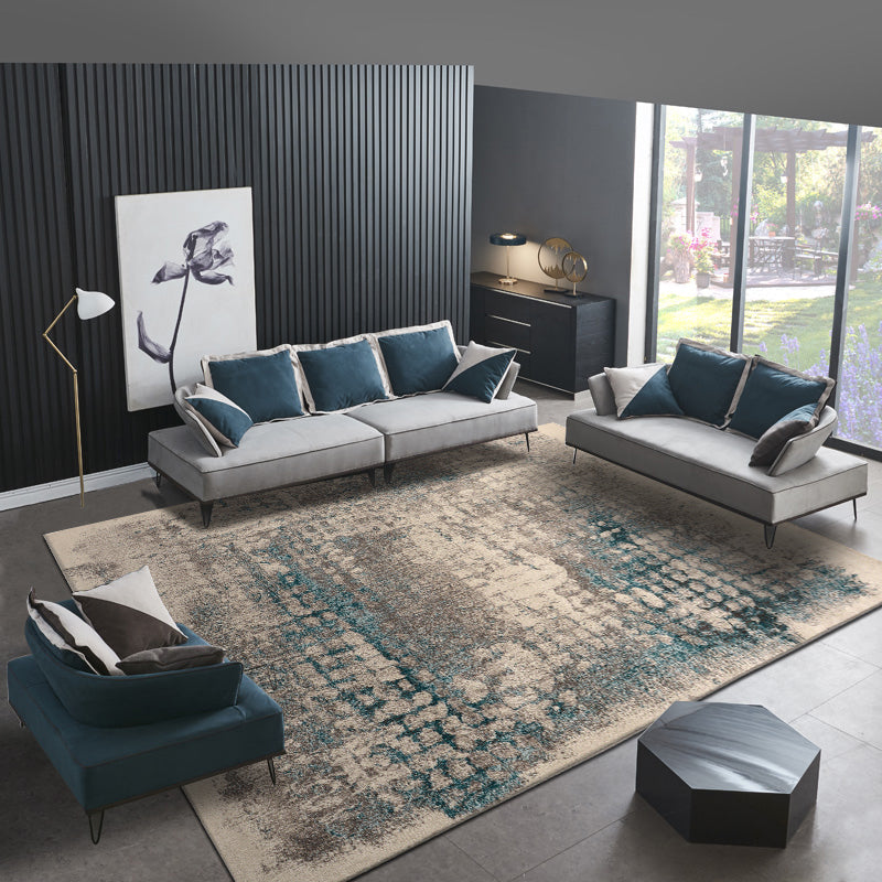 Casual Living Room Rug Multi Color Abstract Printed Indoor Rug Synthetics Anti-Slip Pet Friendly Area Carpet Blue-Brown Clearhalo 'Area Rug' 'Rug' 2464235