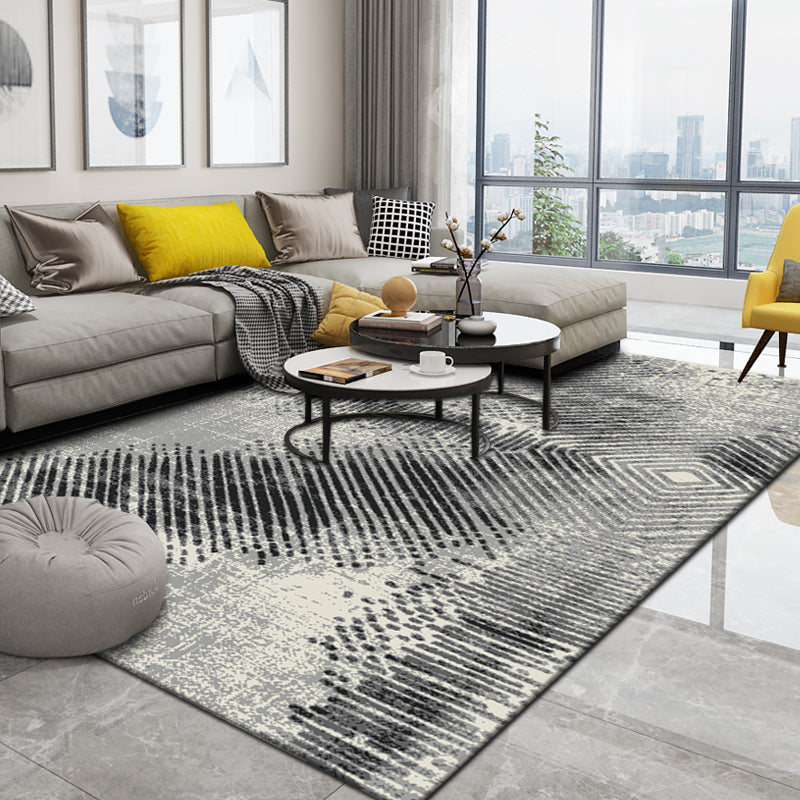 Casual Living Room Rug Multi Color Abstract Printed Indoor Rug Synthetics Anti-Slip Pet Friendly Area Carpet Dark Gray-Black Clearhalo 'Area Rug' 'Rug' 2464242
