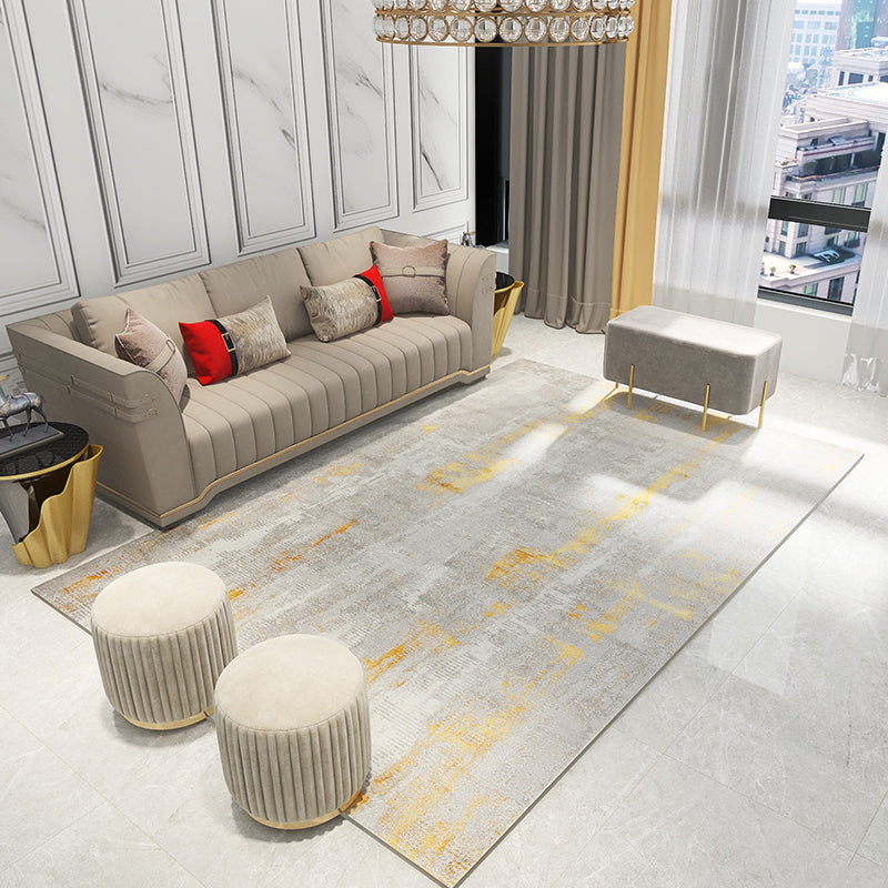 Relaxing Living Room Rug Multi Colored Abstract Printed Indoor Rug Polyster Non-Slip Backing Pet Friendly Area Carpet Light Gray-Yellow Clearhalo 'Area Rug' 'Rug' 2464246