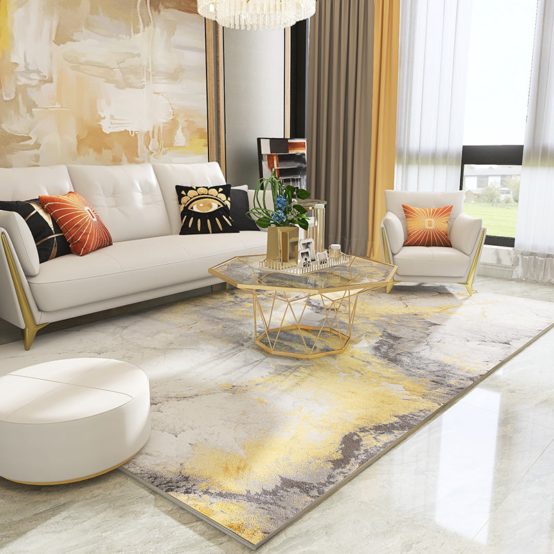 Relaxing Living Room Rug Multi Colored Abstract Printed Indoor Rug Polyster Non-Slip Backing Pet Friendly Area Carpet Dark Yellow Clearhalo 'Area Rug' 'Rug' 2464248
