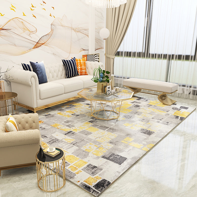Relaxing Living Room Rug Multi Colored Abstract Printed Indoor Rug Polyster Non-Slip Backing Pet Friendly Area Carpet Light Yellow Clearhalo 'Area Rug' 'Rug' 2464257