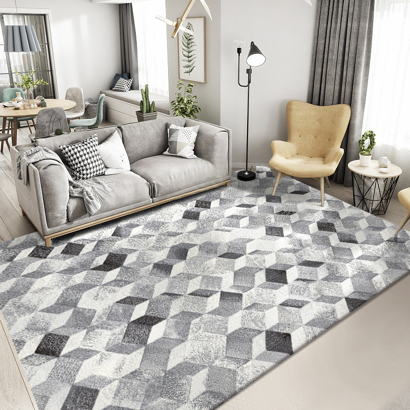 Novelty Abstract Print Rug Multi Color Polyster Area Carpet Anti-Slip Backing Pet Friendly Easy Care Indoor Rug for Living Room Dark Gray-White 5'3" x 7'7" Clearhalo 'Area Rug' 'Rug' 2464284