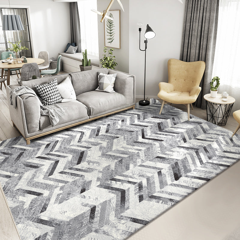 Novelty Abstract Print Rug Multi Color Polyster Area Carpet Anti-Slip Backing Pet Friendly Easy Care Indoor Rug for Living Room Silver Gray 5'3" x 7'7" Clearhalo 'Area Rug' 'Rug' 2464285