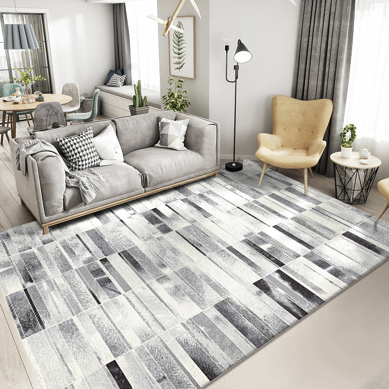 Novelty Abstract Print Rug Multi Color Polyster Area Carpet Anti-Slip Backing Pet Friendly Easy Care Indoor Rug for Living Room Light Gray-White 5'3" x 7'7" Clearhalo 'Area Rug' 'Rug' 2464296