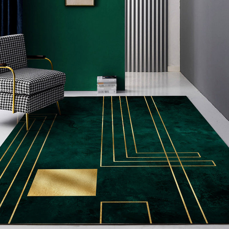 Novelty Geometric Printed Rug Multi Color Polypropylene Area Carpet Non-Slip Backing Pet Friendly Area Rug for Living Room Dark Green Clearhalo 'Area Rug' 'Rug' 2464334