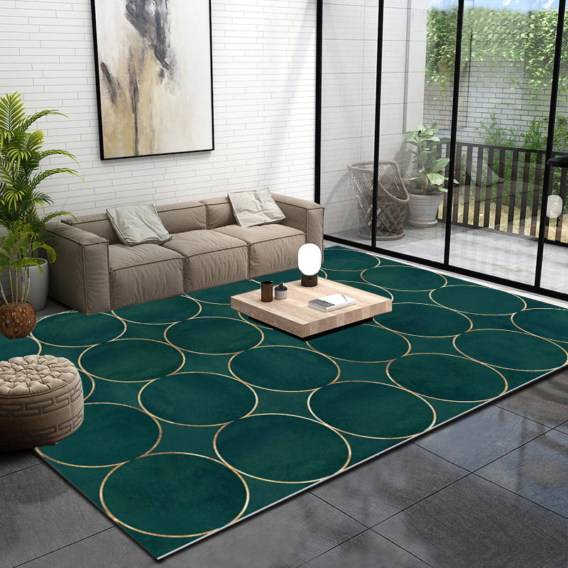 Multicolor Glam Rug Polypropylene Geometric Printed Indoor Rug Anti-Slip Backing Easy Care Area Carpet for Living Room Blackish Green Clearhalo 'Area Rug' 'Rug' 2464373