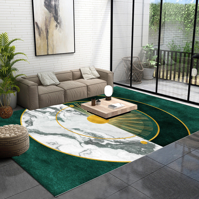Multicolor Glam Rug Polypropylene Geometric Printed Indoor Rug Anti-Slip Backing Easy Care Area Carpet for Living Room Green-White Clearhalo 'Area Rug' 'Rug' 2464374