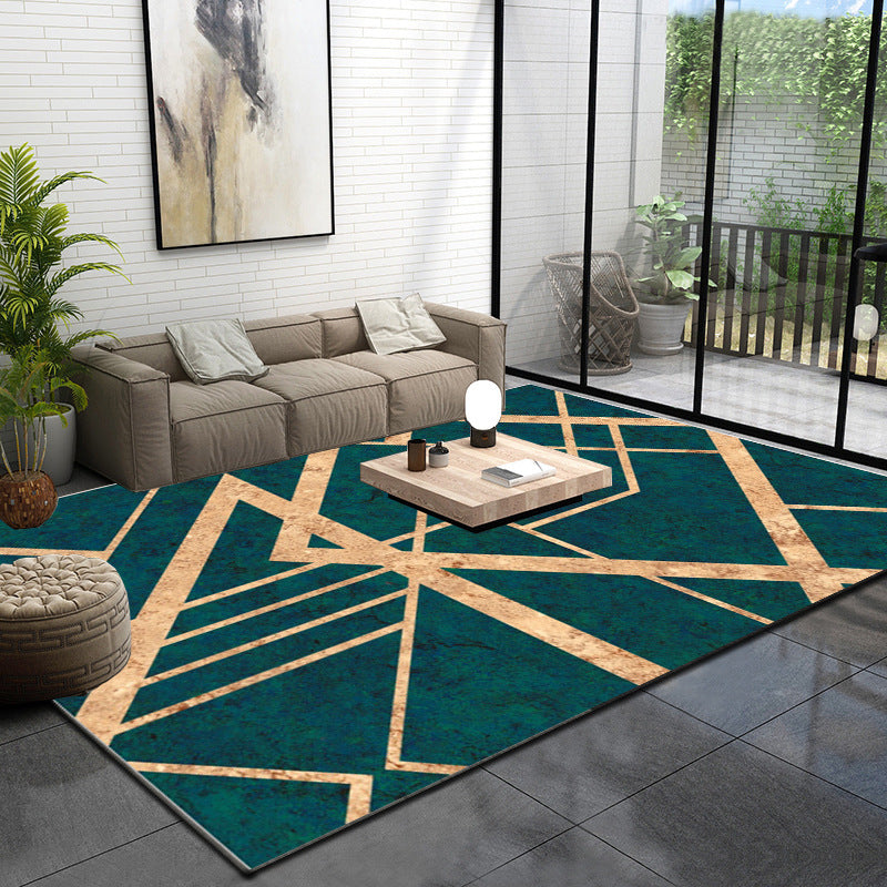 Multicolor Glam Rug Polypropylene Geometric Printed Indoor Rug Anti-Slip Backing Easy Care Area Carpet for Living Room Dark Green Clearhalo 'Area Rug' 'Rug' 2464377