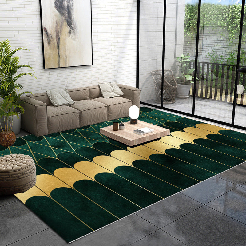 Multicolor Glam Rug Polypropylene Geometric Printed Indoor Rug Anti-Slip Backing Easy Care Area Carpet for Living Room Dark Army Green Clearhalo 'Area Rug' 'Rug' 2464380