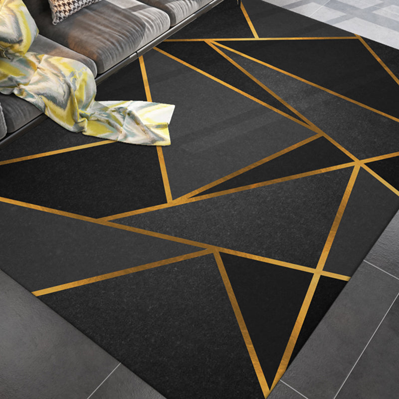 Simple Living Room Rug Multicolor Geometric Printed Area Carpet Cotton Blend Non-Slip Backing Easy Care Area Rug Black Clearhalo 'Area Rug' 'Rug' 2464389