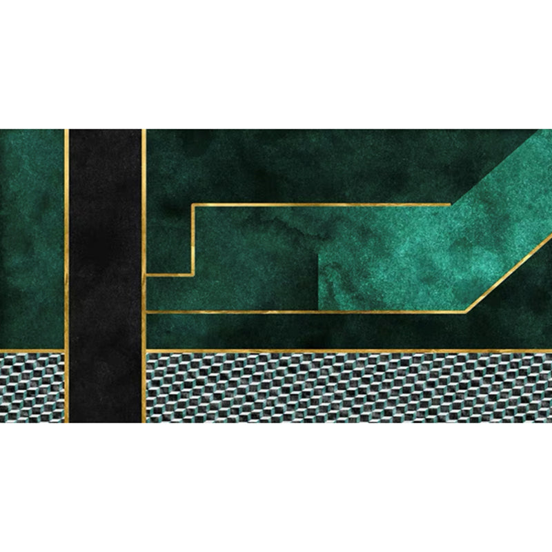 Multicolor Glam Rug Cotton Blend Geometric Printed Area Carpet Non-Slip Backing Stain-Resistant Indoor Rug for Living Room Peacock Green Clearhalo 'Area Rug' 'Rug' 2464396