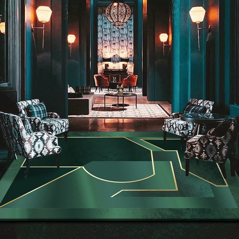 Multicolor Geometric Printed Rug Cotton Blend Novelty Area Carpet Non-Slip Backing Pet Friendly Indoor Rug for Parlor Peacock Green Clearhalo 'Area Rug' 'Rug' 2464463