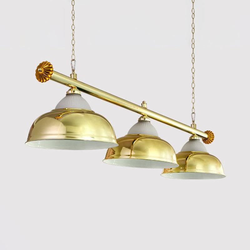 Stainless Steel Billiard Light Country Bowl Shaped Game Room Ceiling Suspension Lamp Clearhalo 'Ceiling Lights' 'Island Lights' Lighting' 2464914