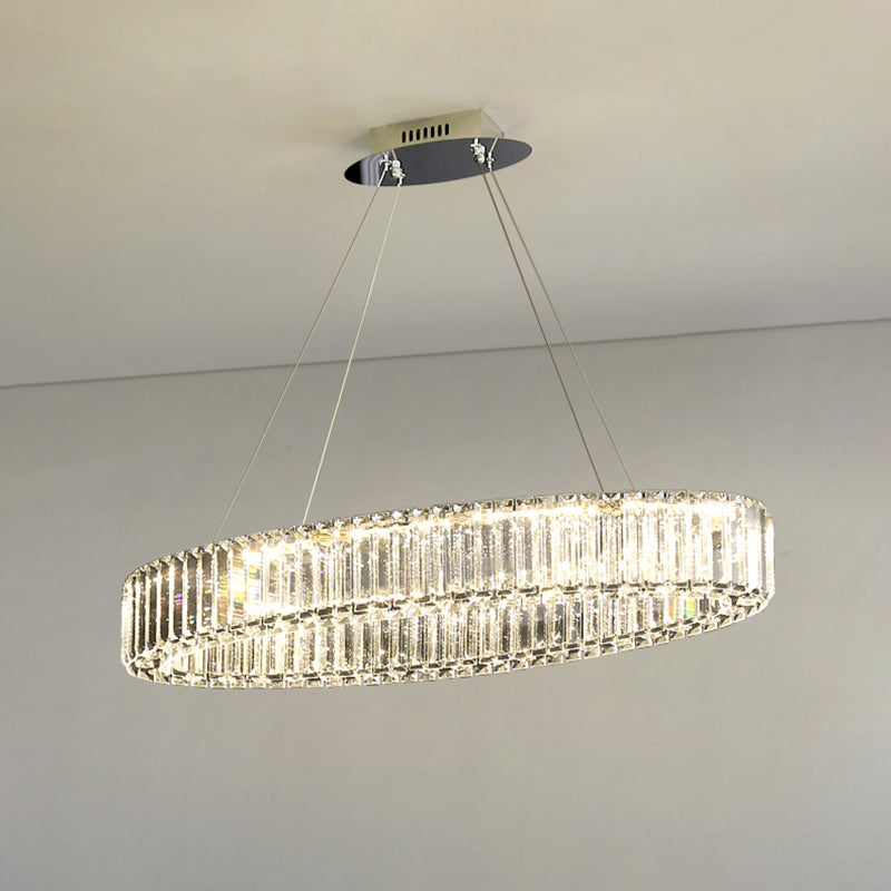 Clear Circle Hanging Lamp Contemporary K9 Crystal Prism Island Light over Dining Table Clearhalo 'Ceiling Lights' 'Island Lights' Lighting' 2464934