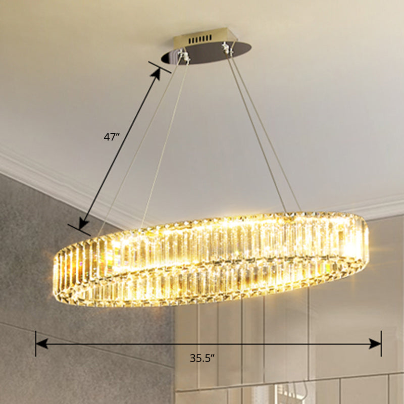 Clear Circle Hanging Lamp Contemporary K9 Crystal Prism Island Light over Dining Table Clearhalo 'Ceiling Lights' 'Island Lights' Lighting' 2464935