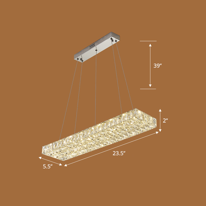 Modern Rectangle Ceiling Pendant Lamp K9 Crystal Dining Room Suspension Light in Clear Clearhalo 'Ceiling Lights' 'Island Lights' Lighting' 2464942