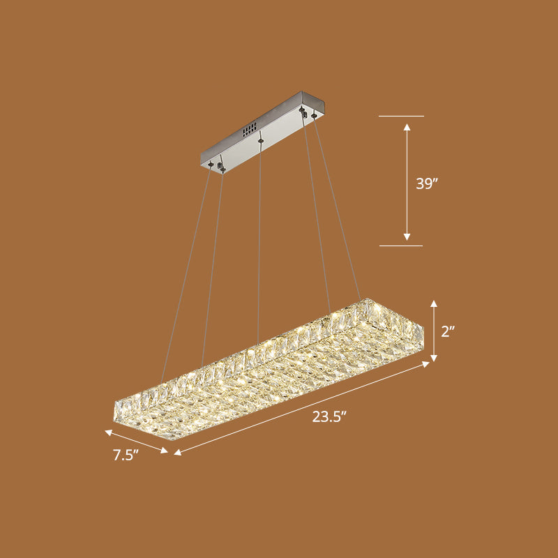 Modern Rectangle Ceiling Pendant Lamp K9 Crystal Dining Room Suspension Light in Clear Clearhalo 'Ceiling Lights' 'Island Lights' Lighting' 2464944