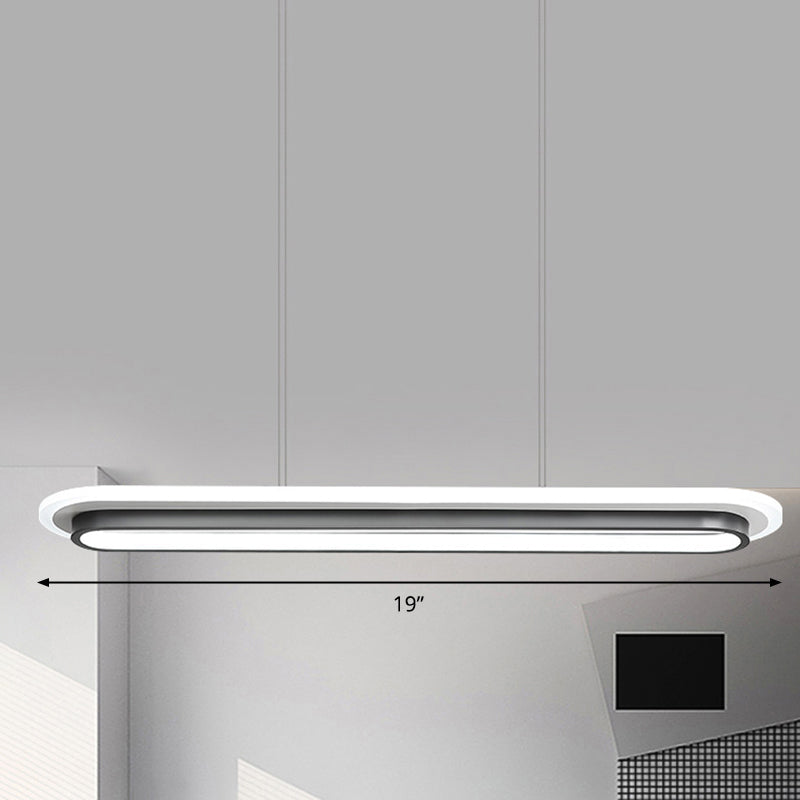 Black and White Elliptical Island Lamp Nordic Style Acrylic LED Suspension Light over Table Clearhalo 'Ceiling Lights' 'Island Lights' Lighting' 2464963