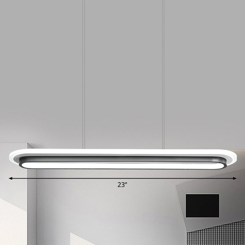 Black and White Elliptical Island Lamp Nordic Style Acrylic LED Suspension Light over Table Clearhalo 'Ceiling Lights' 'Island Lights' Lighting' 2464965