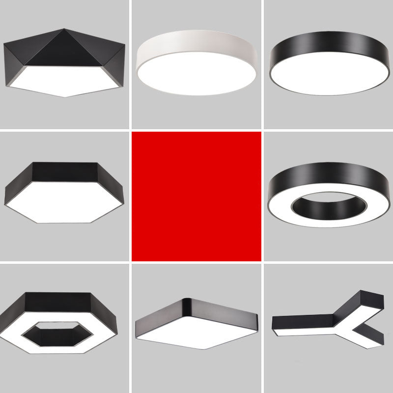 Geometric Shape Ceiling Mounted Fixture Minimalist Metal LED Flush Mount Light for Office Clearhalo 'Ceiling Lights' 'Close To Ceiling Lights' 'Close to ceiling' 'Flush mount' Lighting' 2464999