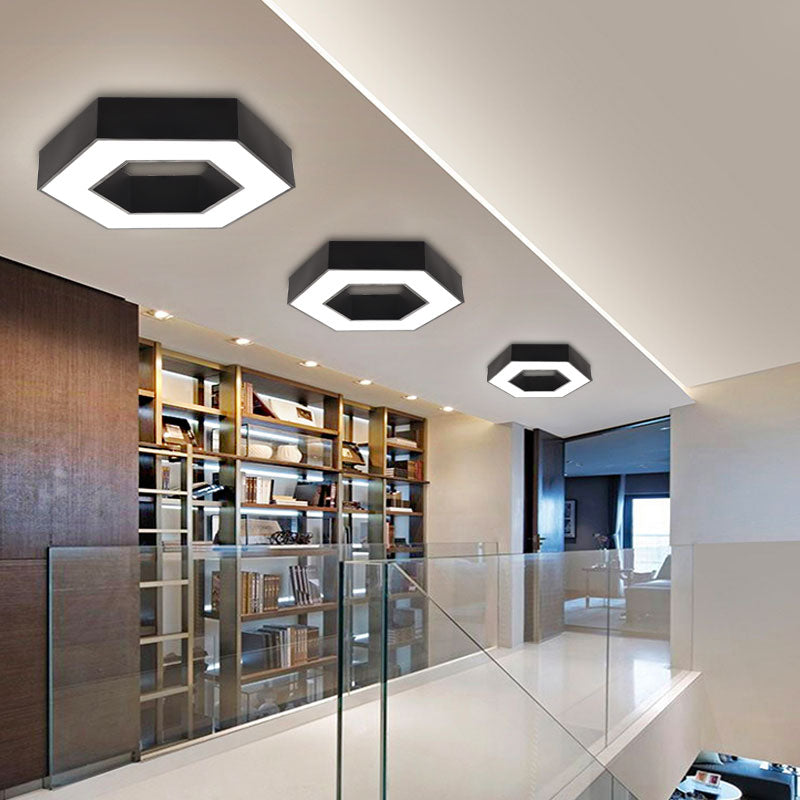 Geometric Shape Ceiling Mounted Fixture Minimalist Metal LED Flush Mount Light for Office Clearhalo 'Ceiling Lights' 'Close To Ceiling Lights' 'Close to ceiling' 'Flush mount' Lighting' 2465004