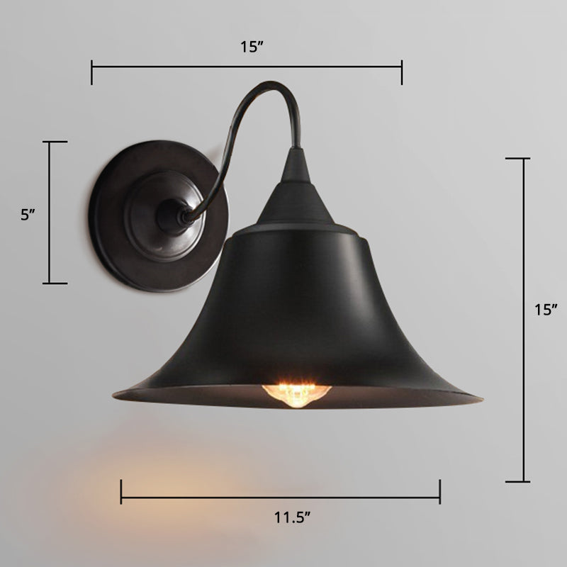 Shaded Bathroom Wall Sconce Vintage Metal Single Black Wall Mount Lighting Fixture Clearhalo 'Art deco wall lights' 'Cast Iron' 'Glass' 'Industrial wall lights' 'Industrial' 'Middle century wall lights' 'Modern' 'Rustic wall lights' 'Tiffany' 'Traditional wall lights' 'Wall Lamps & Sconces' 'Wall Lights' Lighting' 2465117