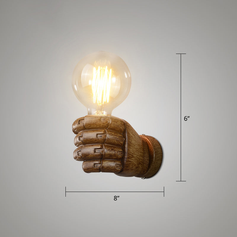 Single Resin Wall Lamp Fixture Artistic Fist Shaped Corridor Wall Sconce Lighting Clearhalo 'Industrial wall lights' 'Industrial' 'Middle century wall lights' 'Tiffany' 'Wall Lamps & Sconces' 'Wall Lights' Lighting' 2465143