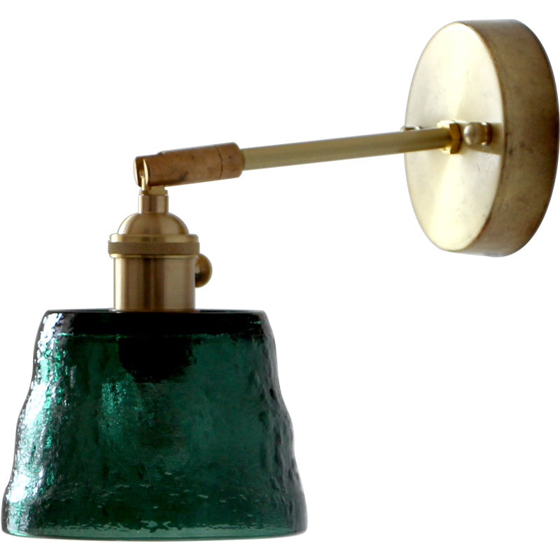 1-Bulb Water Glass Wall Sconce Vintage Brass Tapered Bedroom Adjustable Reading Light Clearhalo 'Art deco wall lights' 'Cast Iron' 'Glass' 'Industrial wall lights' 'Industrial' 'Middle century wall lights' 'Modern' 'Rustic wall lights' 'Tiffany' 'Traditional wall lights' 'Wall Lamps & Sconces' 'Wall Lights' Lighting' 2465157