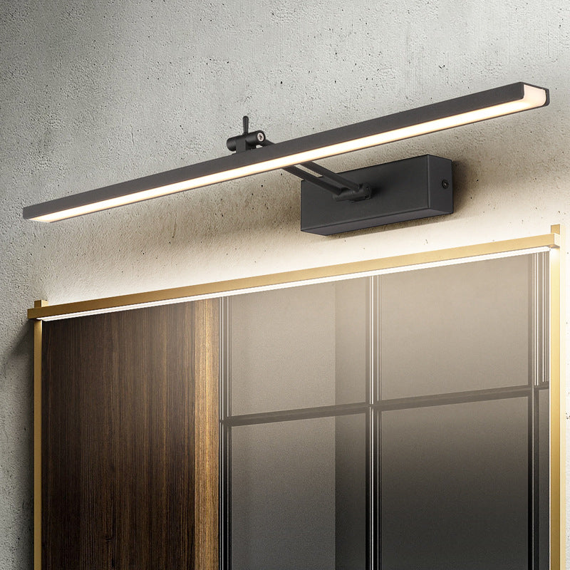 Minimalist LED Bath Light Linear Rotatable Vanity Wall Sconce with Acrylic Shade Black Clearhalo 'Modern wall lights' 'Modern' 'Vanity Lights' 'Wall Lights' Lighting' 2465176