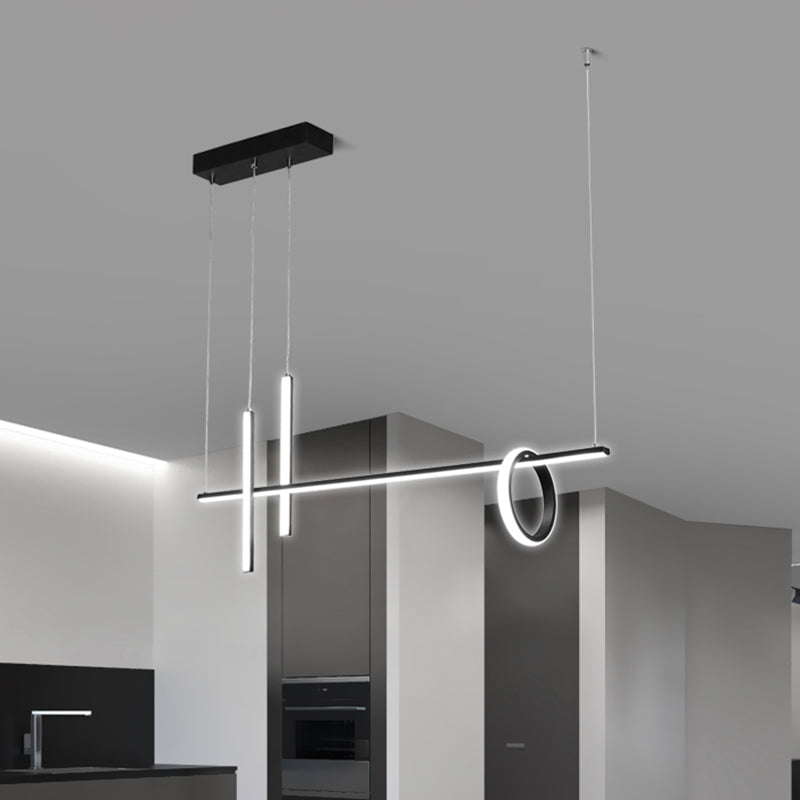 Acrylic Linear Ceiling Pendant Light Simple Black LED Hanging Island over Island Clearhalo 'Ceiling Lights' 'Island Lights' Lighting' 2465238